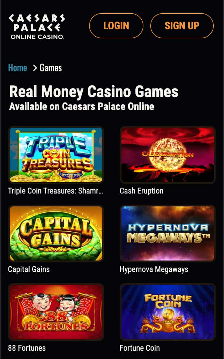 Caesars online casino games in Pennsylvania